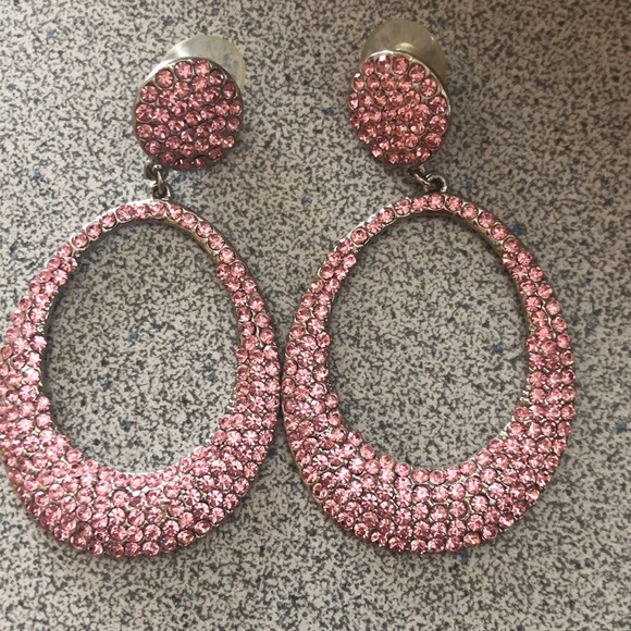 Pink crystal dangling earrings - Picture 1 of 3